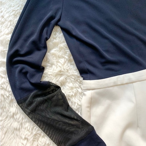 Cynthia Steffe Navy & White Mesh detail Mini Dress - Picture 8 of 15